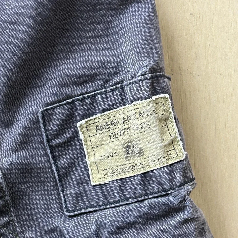 Vintage Y2K American Eagle Cargo Shorts Mens 33 Blue‎ Canvas Distressed